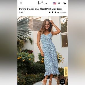 Lulu’s Darling Daisies Blue Floral Print Midi Dress